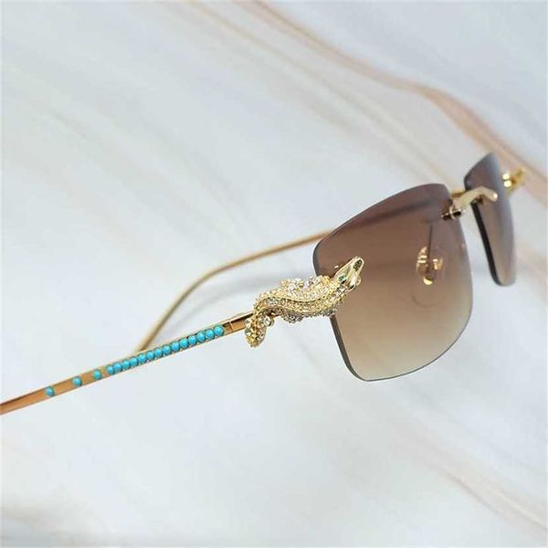 

sunglasses luxury golden corcodile rimless carter glasses frame rhinestone sunglass women blue brand designer sunglasses menkajia 2023, White;black