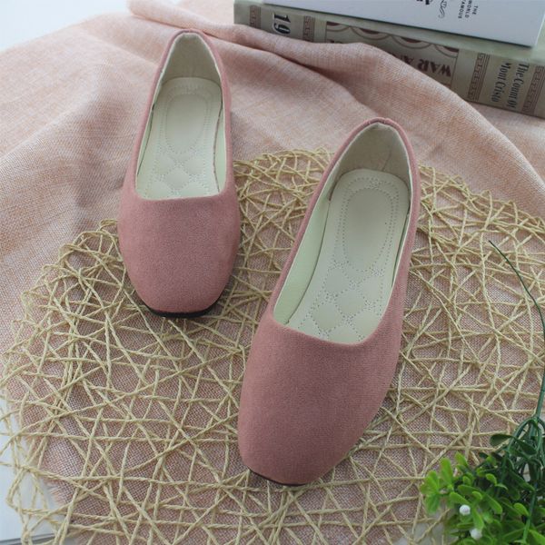 

2023 new square head single shoes fashion flat women's suede shallow mouth single shoes women's shoes large 017, Black