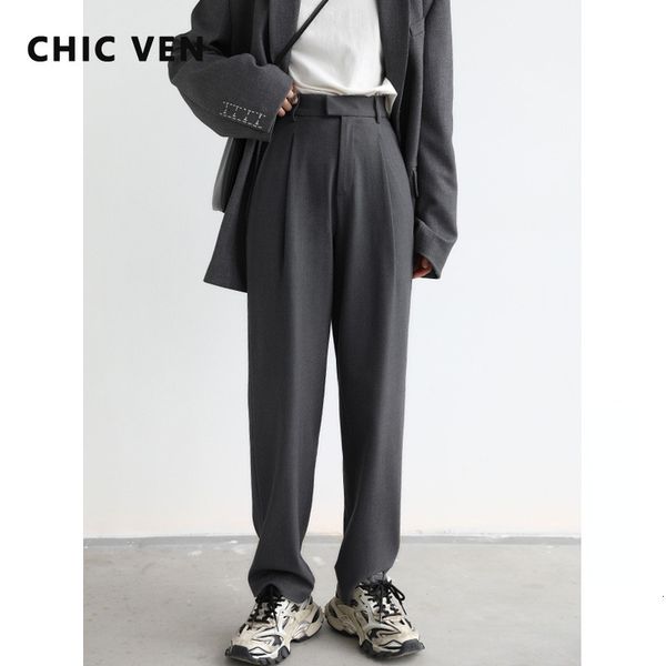 

women's pants capris chic ven simple casual women twill suit pants wide leg pants straight floor pants office ladies female trousers 23, Black;white