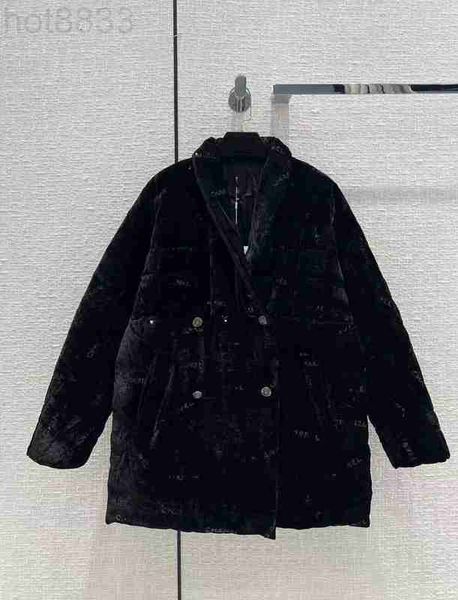 

women's down & parkas designer milan runway 2022 new winter lapel neck panelled print coats brand same style outerwear 51w6, Black