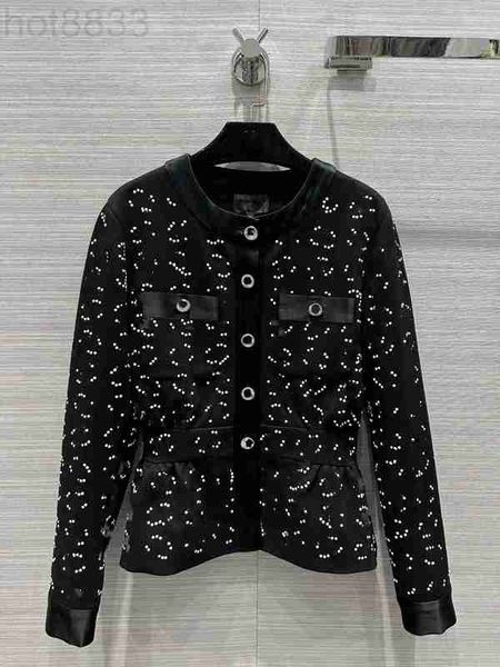 

women's jackets designer 2023 new spring o neck long sleeve beads coats brand same style sweater rzyz, Black;brown