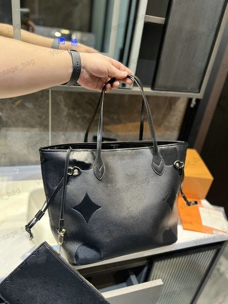 

never women full mm tote 2pcs letter monograms embossed designer handbag with wallet purse clutch large capacity city bag shopping bags m456