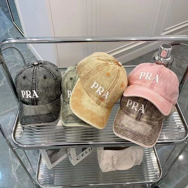 

women's denim material designer ball caps couple holiday travel water wash old letter print casquette, Blue;gray