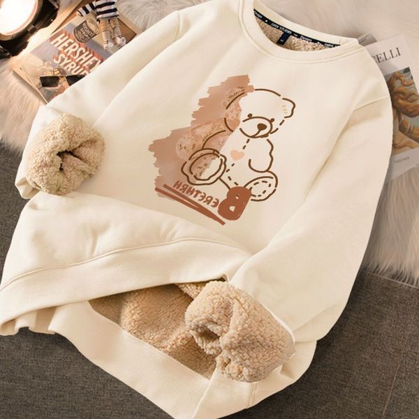 

women's hoodies sweatshirt's winter korean style fleece sweater oversize sweatshirt y2k womens clothing clothes for teenagers urba, Black
