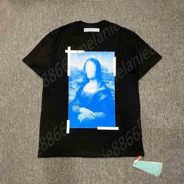 

summer men's t-shirts casual short sleeve fashion brand off mona lisa 21ss, White;black