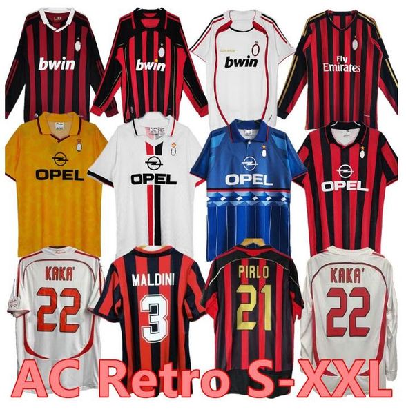 

90 91 retro shirts soccer jerseys 95 96 97 gullit 01 02 03 12 14 15 maldini van basten football kaka inzaghi 06 07 pirlo shevchenko baggio a, Black;yellow