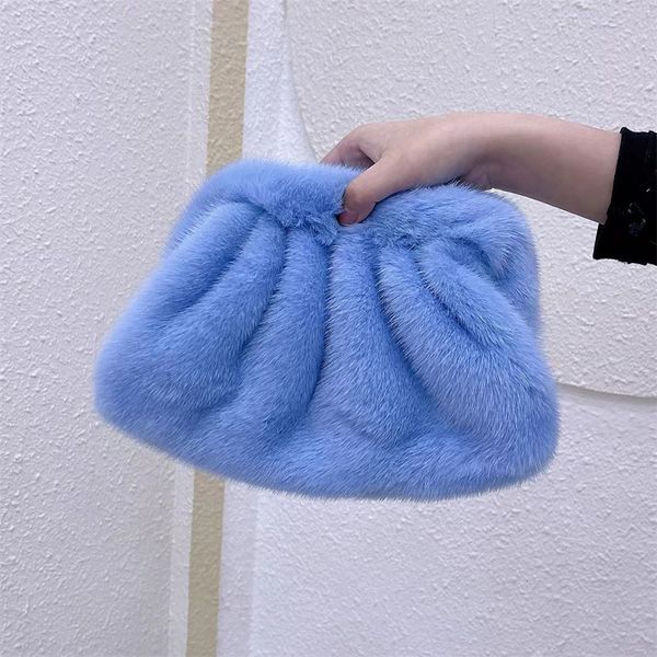 

waist bags fur cloud fashion handbag shoulder 100 mink dumpling 230310
