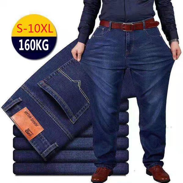 

men's jeans plus size men loose denim trousers mens oversize clothing streetwear black baggy 10xl fashion straight casual pants 230310, Blue