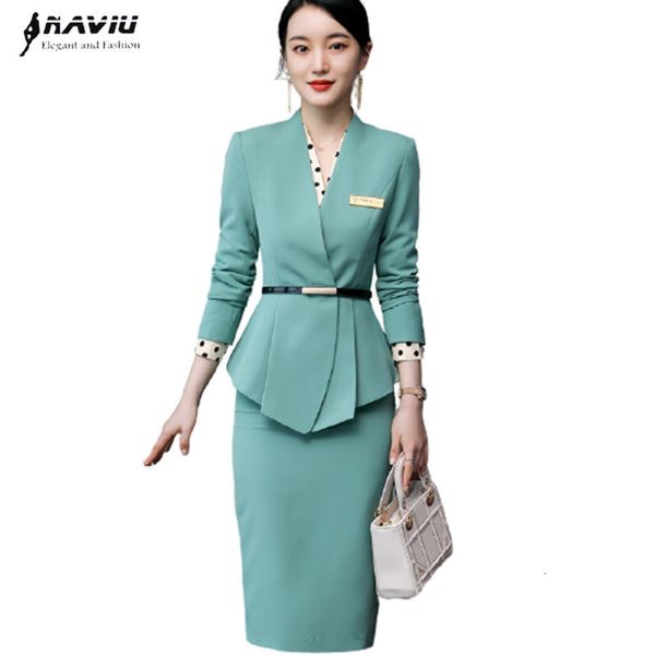 

women's suits blazers high-end professional skirt suits women temperament autumn winter formal slim blazer sets office ladies business, White;black