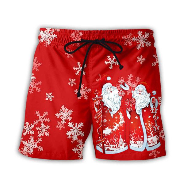 

men's shorts summer 3d printed santa beach pants digital shorts, White;black