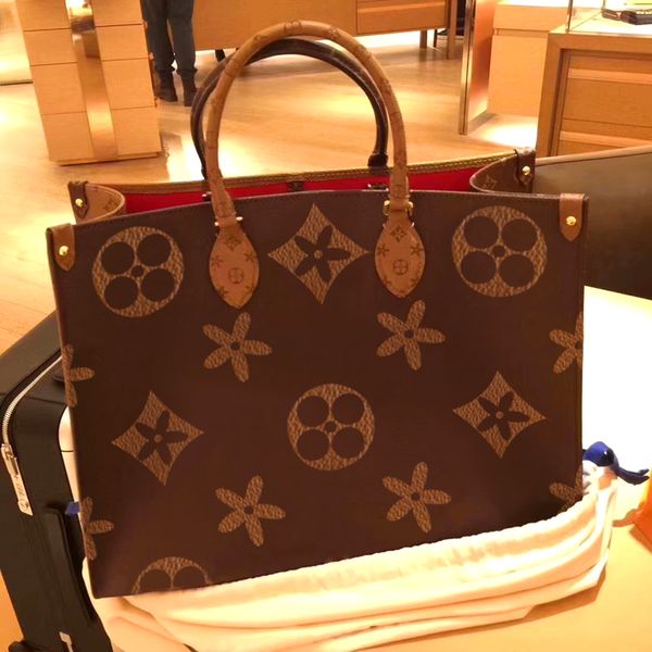

designer shoulder bags m45320 m45321 on th eg handbags women pu leather brand letter onthego handbag tote gm mm messenger purse satchel