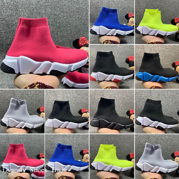

2023 running socks shoes big kids designer sock boys and girls children trainer youth stretch-knit sneakers luxury fashion casual trainers, Black