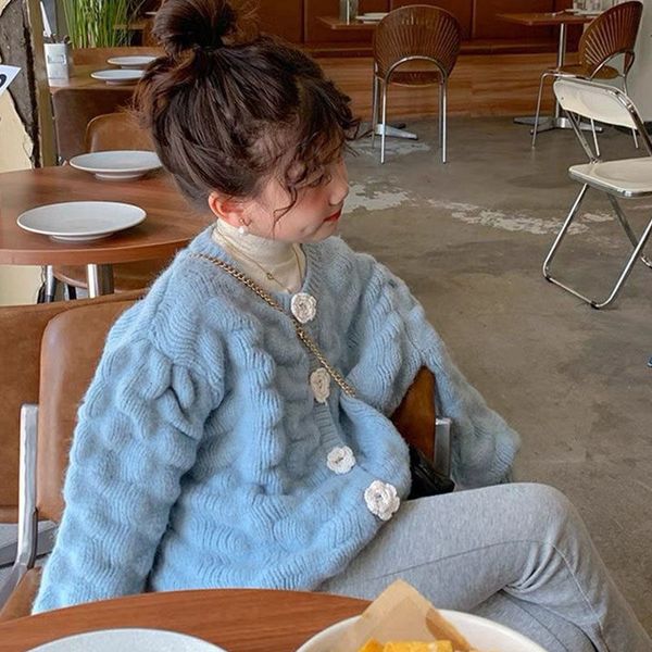 

cardigan autumn blue teens children baby school girls sweaters clothing casual kids lolita sweater family matching outfits 230310
