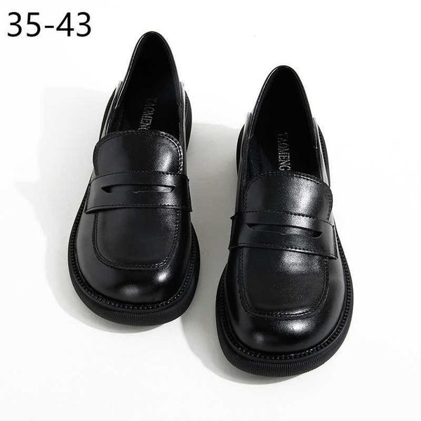 

dress shoes 41 42 43 plus big over large size new platform shoes spring and autumn block heel british loafers women shoes j230309, Black
