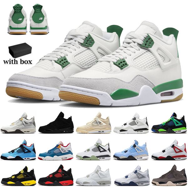 

pine green black cat 4s ow sail basketball shoes jumpman 4 midnight navy with box blackcats red thunder white cement military black-cat univ