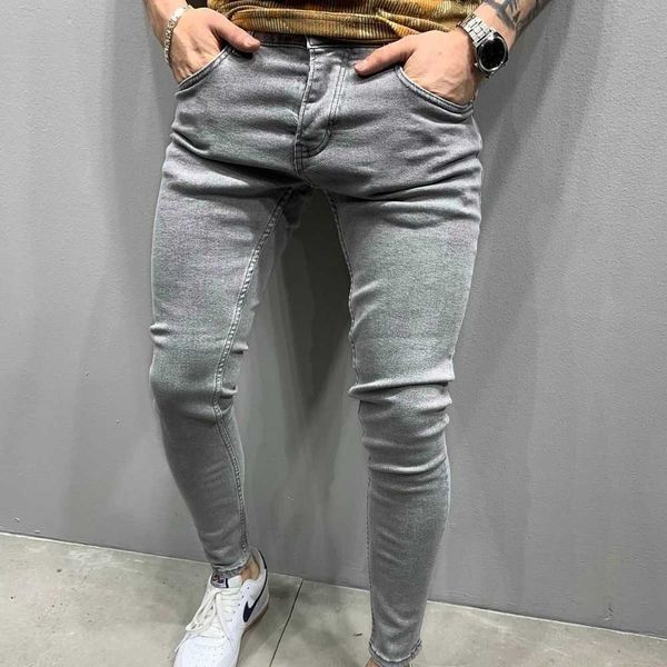 

men's jeans 2022 new skinny stretch hawaii spring and autumn casual pants trend european american fashion y2303, Blue