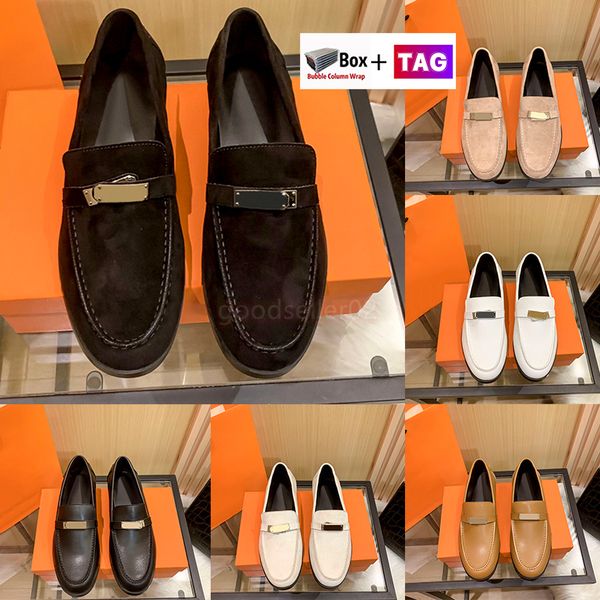 

with box womens dress shoes fashion destin loafers luxury designer sandals lady shoe outdoor casual moccasins size 34-40, Black
