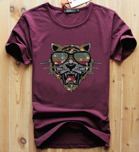 

s-6xl anime t-shirt men t shirts rhinestones for man summer fashion drill t-shirts streetwear 065, White;black