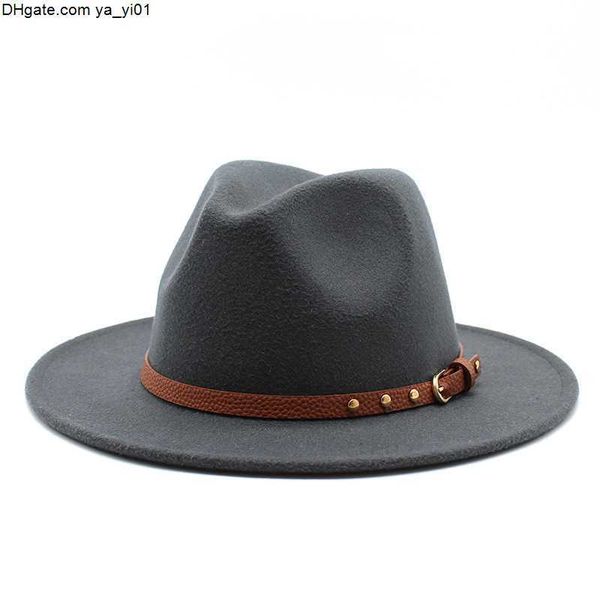 

brim hats wide women men wool felt tassel jazz fedora panama style cowboy trilby party formal dress hat large size yellow white aa7, Blue;gray