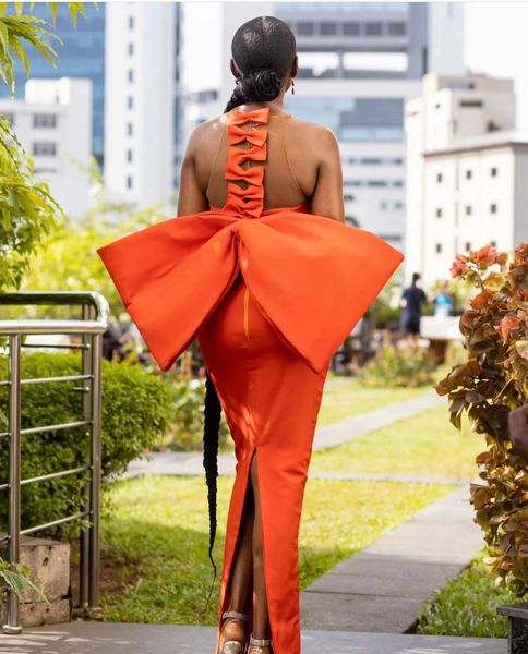 

newly cyan mermaid prom dresses burnt orange aso ebi formal evening gowns for women party with bow robe de bal, Black;red