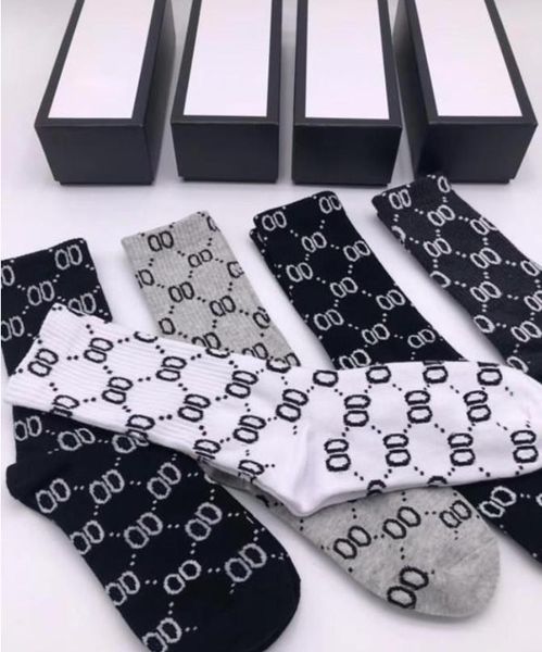 

2023 designer men women socks five brands luxe sports winter mesh letter printed sock cotton with box, Black