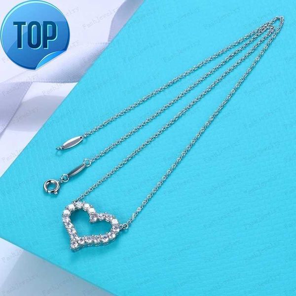 

designer love hollow necklace female stainless steel couple gold chain pendant neck luxury jewelry gift girlfriend accessories wholesale, Silver