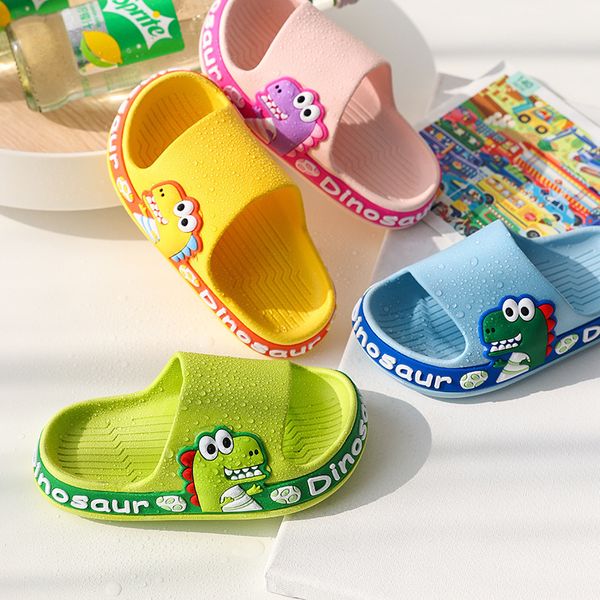 

slipper cartoon animal children slippers summer boys home non-slip bathroom girls soft dinosaur outdoor beach sandals slippers 230309, Black;grey