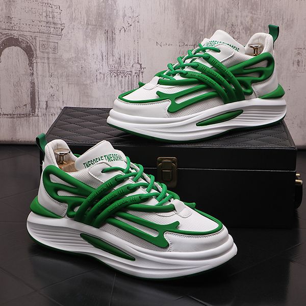 

men's platform shoes green sneakers 2023 winter new fashion men chunky shoes trainers street style male footwear tenis masculino, Black