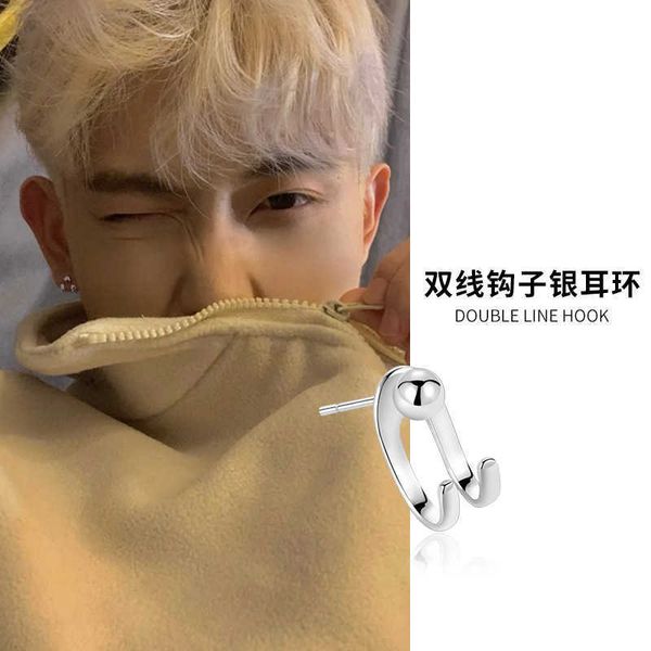 

earings difeng 999 sterling silver design earrings men's ins fashion personality wo accessories, Golden