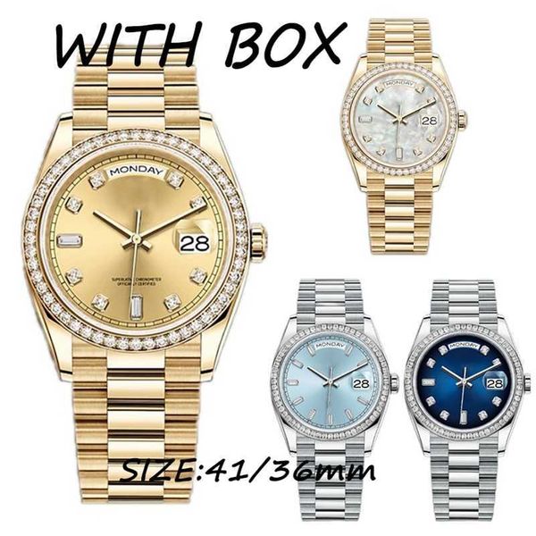 

luxury watches wristwatches mens automatic orologio mechanical 36/41mm 904l full stainless steel diamond bezel waterproof luminous gold watc, Slivery;black