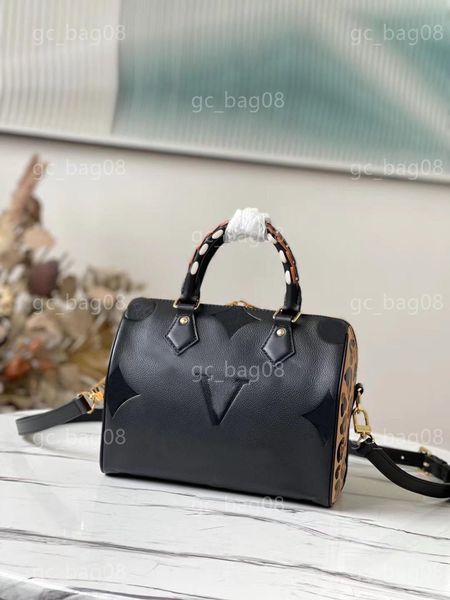 

2023 new boston bag fashion shoulder bag clutch handbag luxury designer bag leather leopard pattern stitching messenger pillow bag tote bag