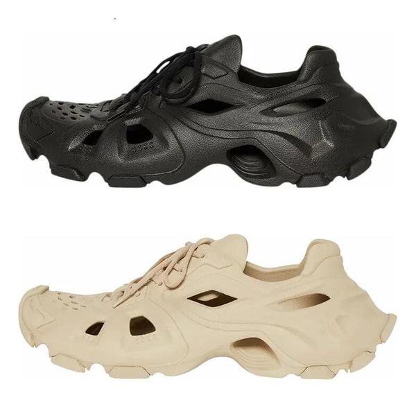 

balencigas designer shoes women men 36-46 size hd sneaker slippers cut out black beige lace up sandal rubber slides beach pool sport shoes 2