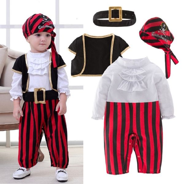 

theme costume umorden pirate captain costume for baby boy toddler halloween christmas birthday party cosplay fancy dress 230310, Black;red