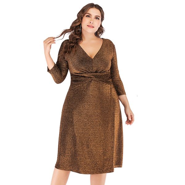 

plus size dresses elegant bright silk ruched size long sleeve deep v skinny party a line ladies in offer autumn 230311, Black