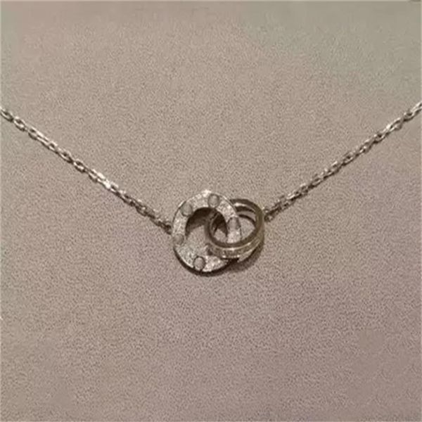 

fashion necklace jewelry men women double ring full cz two rows diamond octagonal screw cap couple gift277j, Silver