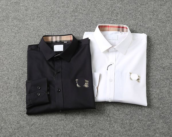 

2023 luxury designer's business casual shirt long sleeves stripes decorative social men's t-shirt fashion print size -4xl, White;black