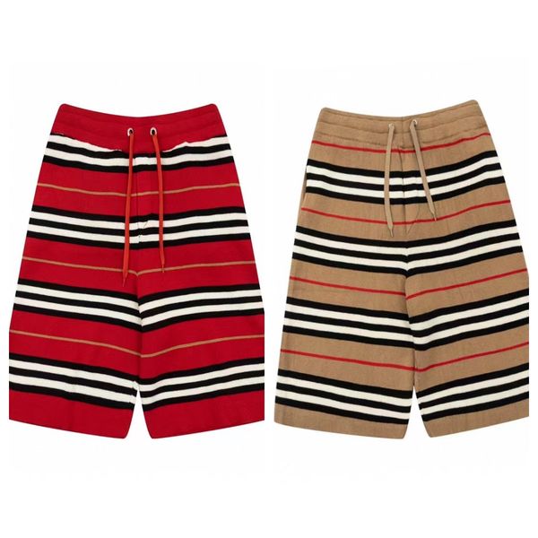 

womens mens shorts new designer checker stripe cashew flower wool jacquard casual capris high street fashion brand loose drawstring shorts d, White;black