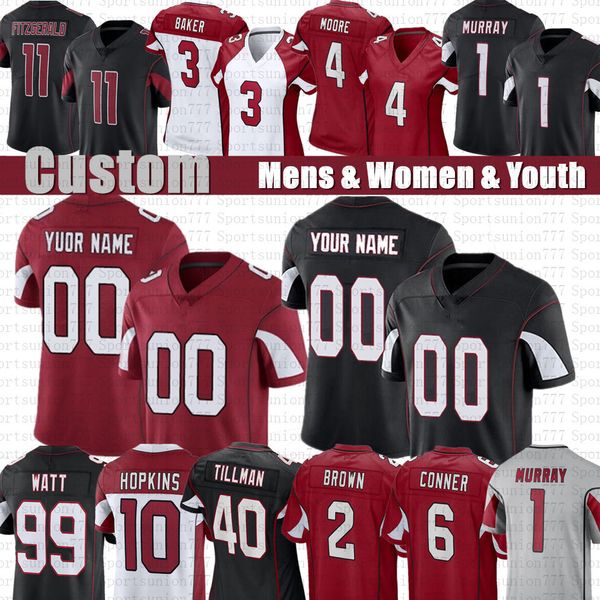 

kyler murray jj watt budda baker custom football jersey larry fitzgerald deandre hopkins pat tillman arizonas rondale moore marquise brown c, Black;red
