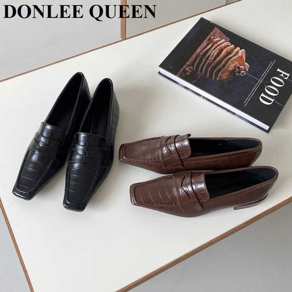 

dress shoes 2023 fashion women flats ballet shoes slip on loafer casual british oxford female moccasin square toe ballerina zapatillas mujer, Black