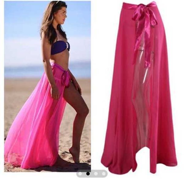 

women's swimwear summer womens bikini cover up sheer beach maxi wrap bandage split skirt sarong pareo casual cover-up beachwear y230311, White;black