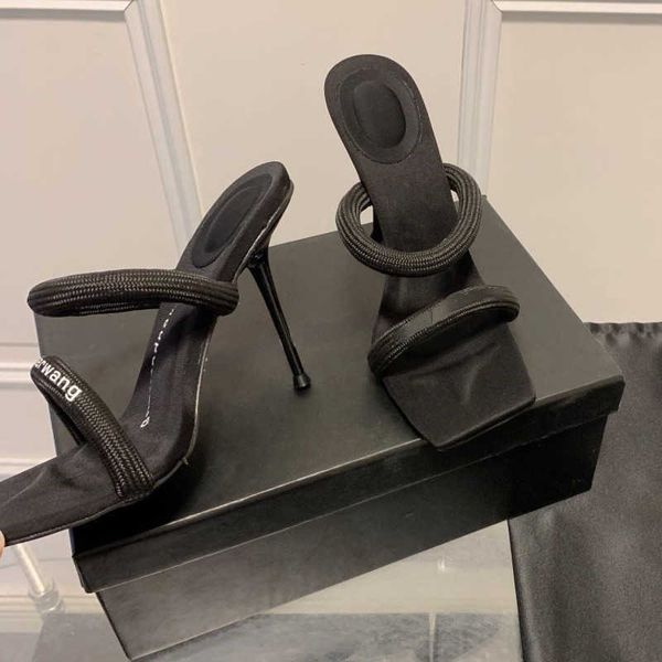 

ale high heel sandals fashion designer shoes womens black square toe open toe slippers three kinds heel height 5cm 7cm 10cm