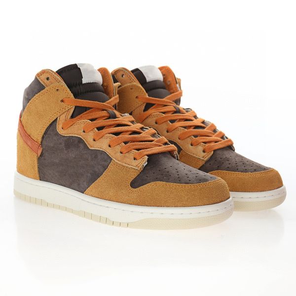 

basketball shoes dunks high prm dark russet designer sneakers with original box
