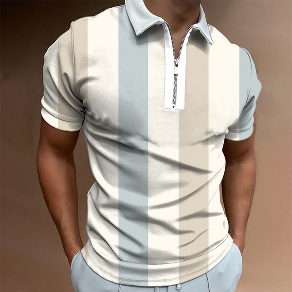 

men's polos summer letter printing men shirts plaid casual short sleeve mens turndown collar zipper shirt 230311, White;black