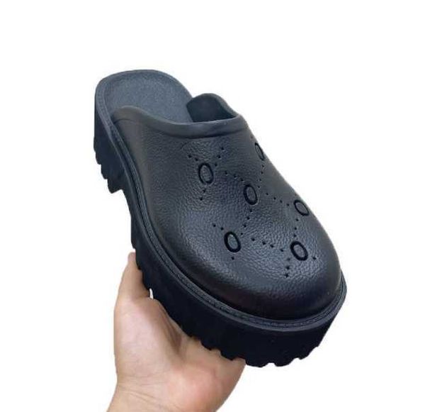 

luxury brand designer women's platform perforated sandal slippers made of transparent materials fashionable lovely sunny beach men woma, Black