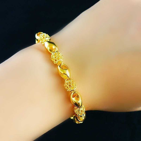 

bracelets imitation 24k bracelet with hollow exquisite bracelet, men's and women's thick 5d clover for girlfriend taobao, Black