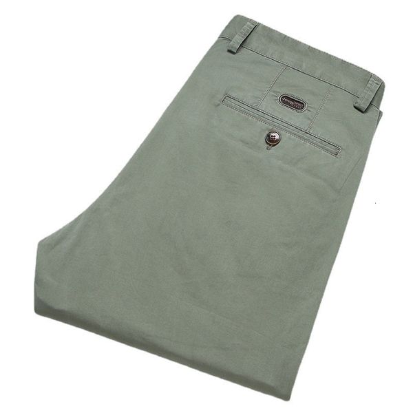 

men's pants spring summer 97% cotton casual pants mens clothing straight business green black khaki trousers male brand 230311