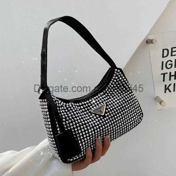 

qwertyui45 shoulder bags diamond-encrusted design pu leather small underarm shoulder bags 2023 women fashion lady party handbags and purses
