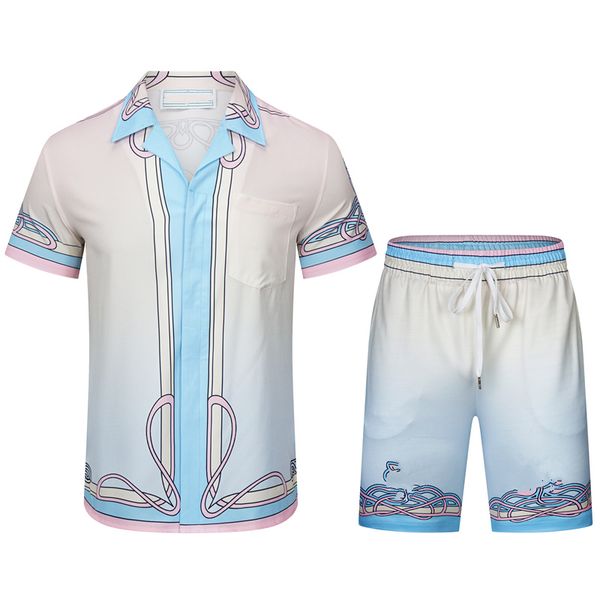 

2023 fashion men's tracksuits suit women's summer casual shirt suit designer men's printed shirt short style suit hip hop str, Gray