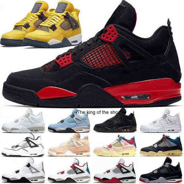 

2023 og jumpman 4 4s basketball shoes men women black cat red thunder lightning sneakers university blue white oreo bred pure money what the