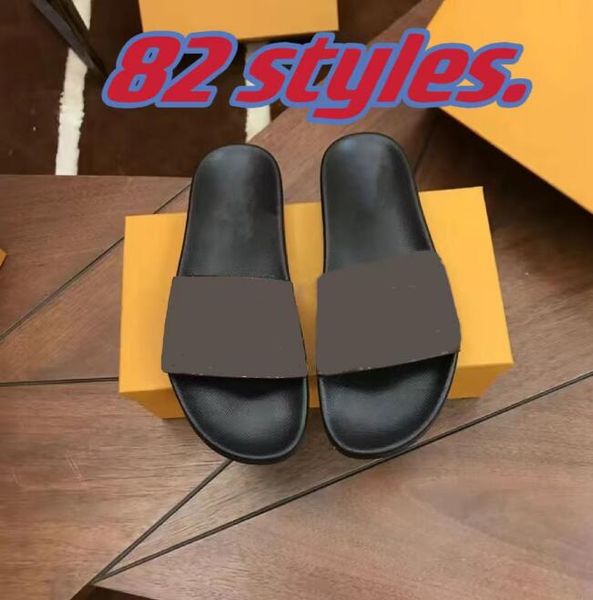 

fashion slippers slider paris skateboard men's and women's slippers designer beach slippers 82 styles with original box, Black